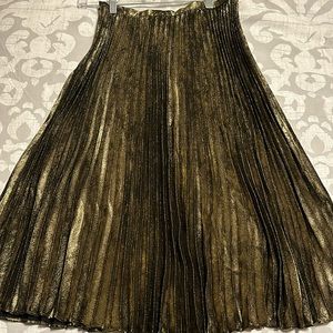 Banana Republic Gold Pleated Midi Skirt